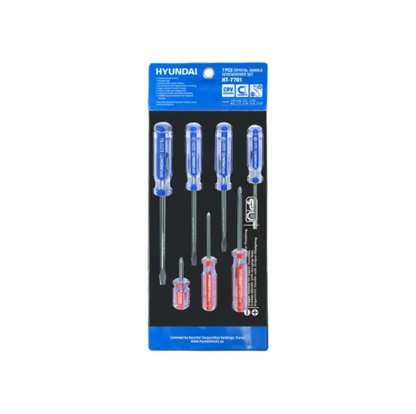 ست پیچ گوشتی دسته کریستالی 7 عددی هیوندای مدل  HT-7701