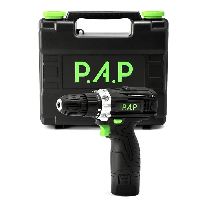 دریل شارژی 12 ولت PAP کد CD-1201 تک باتری با کیف